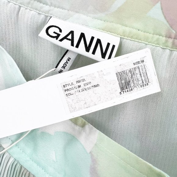 GANNI Watercolor Printed pleated georgette maxi skirt Size 38 NWT US 6 - Picture 11 of 15